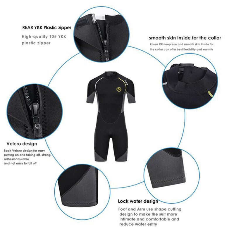 ZCCO Men's Wetsuits 1.5mm Premium Neoprene Back Zip Shorty Dive Skin for Spearfishing,Snorkeling, Surfing,Canoeing,Scuba Diving Suits(M) - Image 5